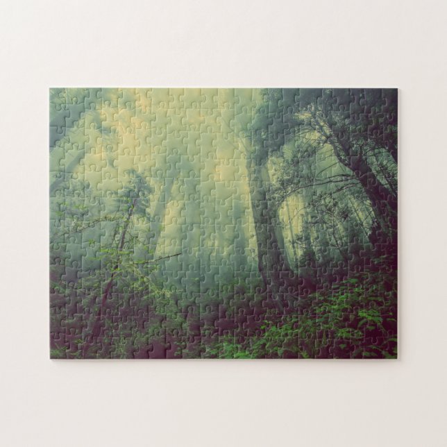 Misty Forest Green Trees Puzzle (Horizontal)