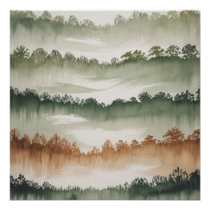Misty Forest Layers - Wasserfarbenlandschaft Poster