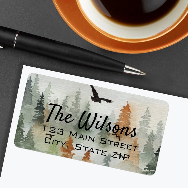 Misty Forest Return Address Labels Adressaufkleber (Von Creator hochgeladen)