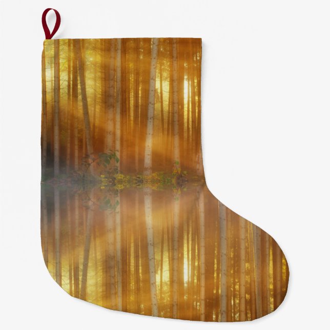 Misty Forest Scene Großer Weihnachtsstrumpf (Vorderseite)