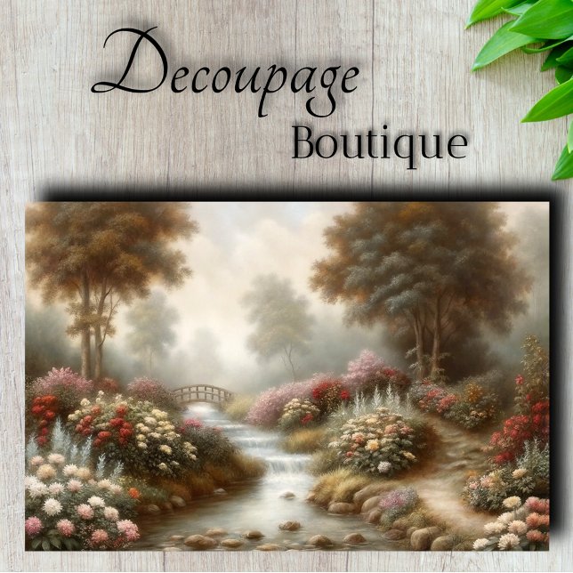 Misty Garden Stream Decoupage Seidenpapier (Misty Garden Stream Decoupage Tissue Paper)