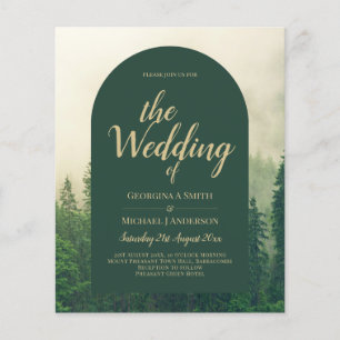 Misty Green Forest Mountain Pine Trees Wedding Flyer