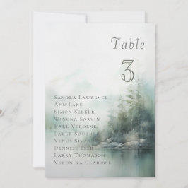 Misty green forest Wedding Table Seating Card Einladung