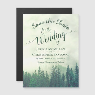 Misty Green Mountain Pines Wedding retten das Datu Magneteinladung