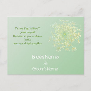 Misty Green Queen Anne's Lace Weddding Einladung