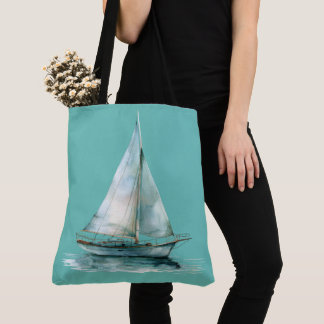Misty Green Sailboat - Watercolor Yacht Design