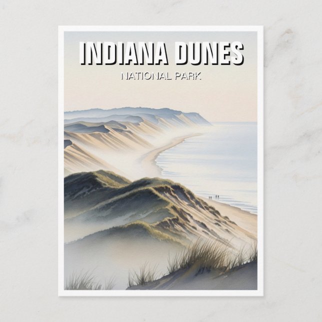 Misty Indiana Dunes National Park Travel Postkarte (Vorderseite)