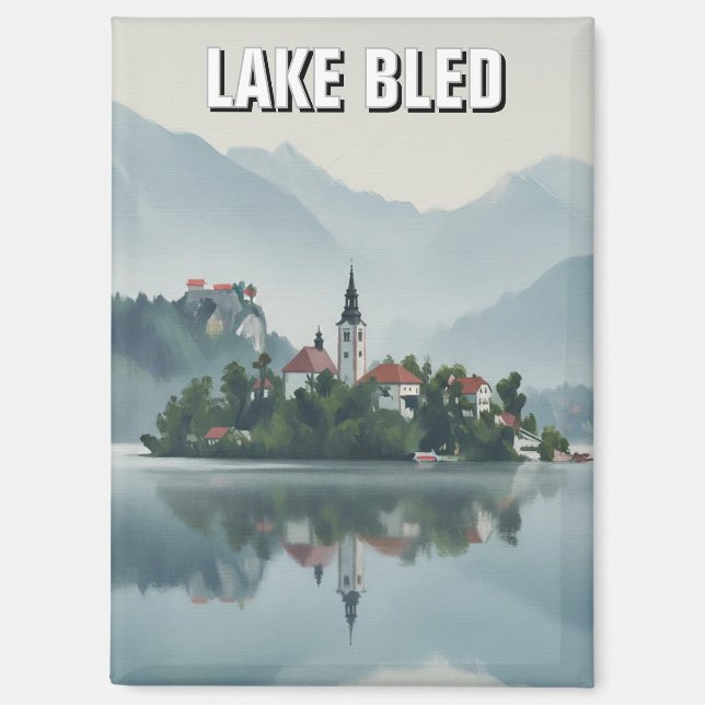 Misty Lake Bled Slovenia Magnet (Vorderseite)