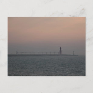 Misty Lake Michigan Lighthouse Postkarte