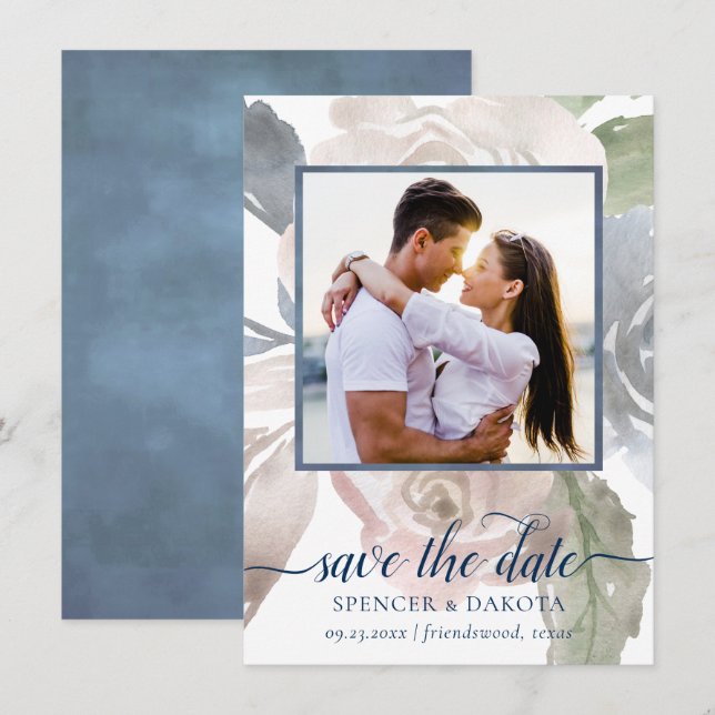 Misty Lake | Schönes weiches, trostloses, huedfarb Save The Date (Vorne/Hinten)