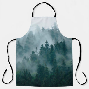 Misty landscape with fir forest in hipster vintage schürze