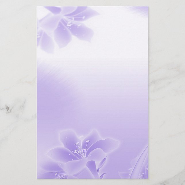 Misty lila Floral Briefpapier (Vorderseite)
