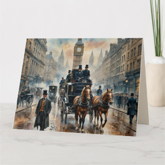 Misty London Street 1800s Birthday Karte