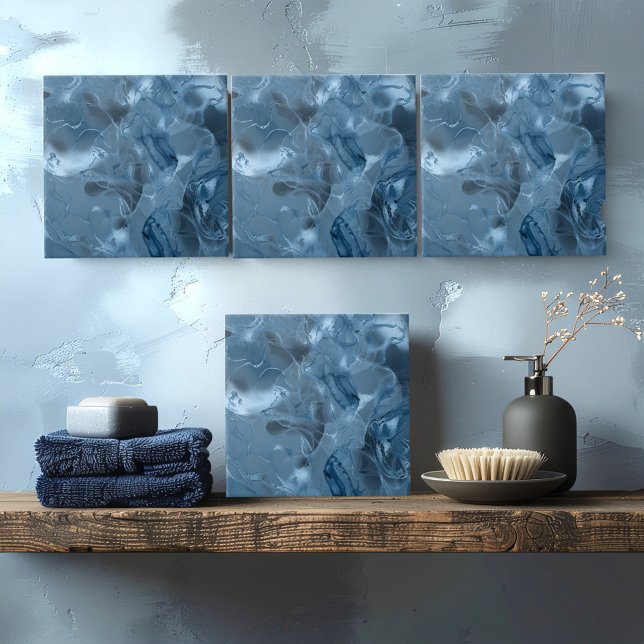 Misty Marble Abstract Pattern Dark Blue ID705a Fliese (Von Creator hochgeladen)