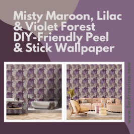 Misty Maroon, Lilac & Violet Forest Peel and Stick Tapete