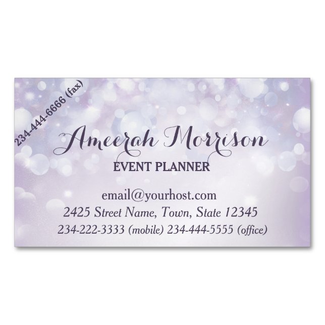 Misty Mauve Bokeh Event Magnetic Business Card Magnetische Visitenkarte (Vorderseite)