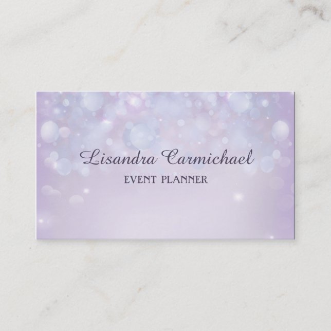 Misty Mauve Bokeh Event Planner Business Cards Visitenkarte (Vorderseite)