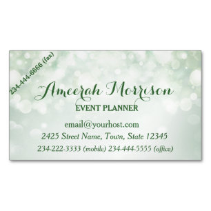 Misty Mint Bokeh Event Plan Magnetic Business Card Magnetische Visitenkarte