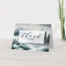 Misty Moonlight Mountain Forest Woods Wedding Dankeskarte