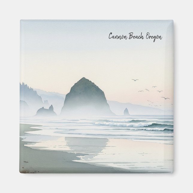 Misty Morning Cannon Beach Oregon Magnet (Vorne)