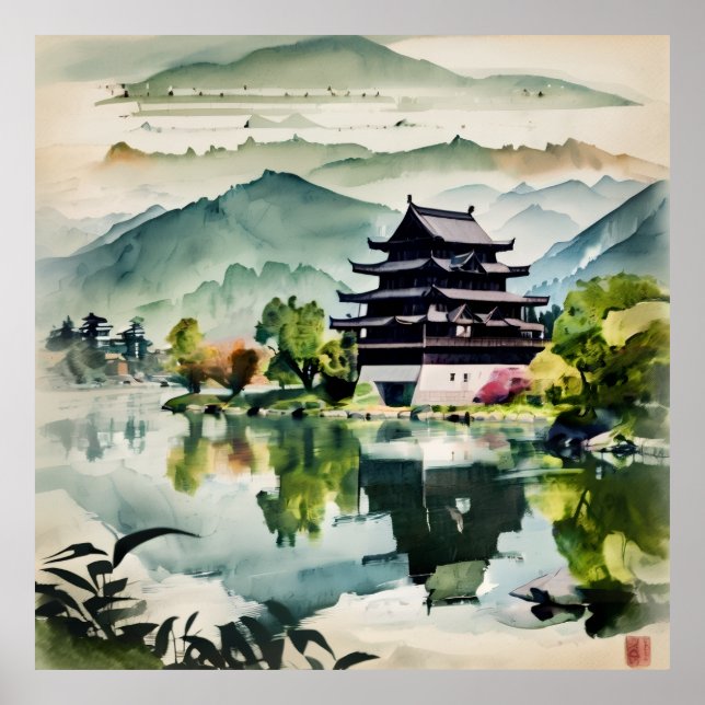 Misty Morning In The Mountains Poster (Vorne)