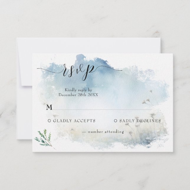 Misty Morning Meadow Wedding RSVP Karte (Vorderseite)