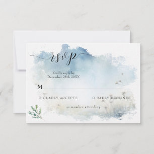 Misty Morning Meadow Wedding RSVP Karte