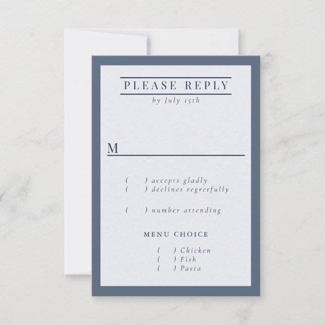 Misty Mountain Blue Gray RSVP Karte (Vorderseite)