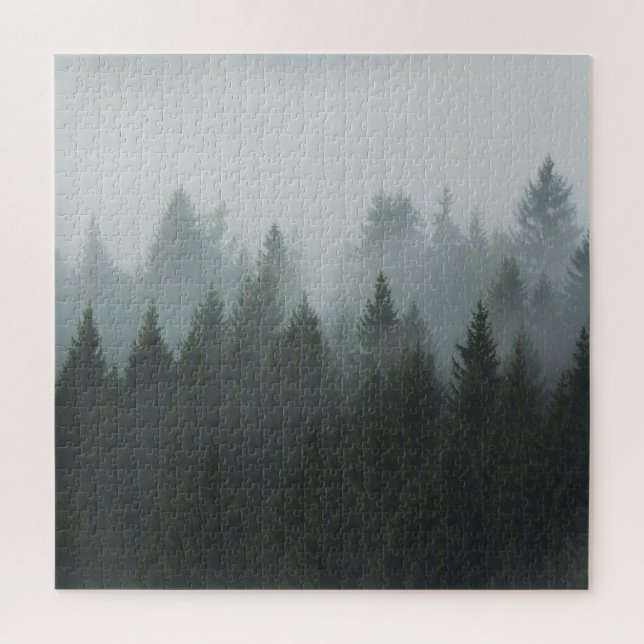Misty Mountain Forest Autumn Fog Puzzle (Vertikal)