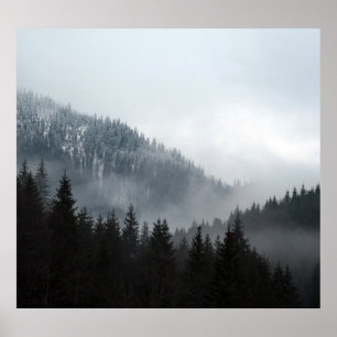 Misty Mountain Forest: Landschaftliche Landschafts Poster