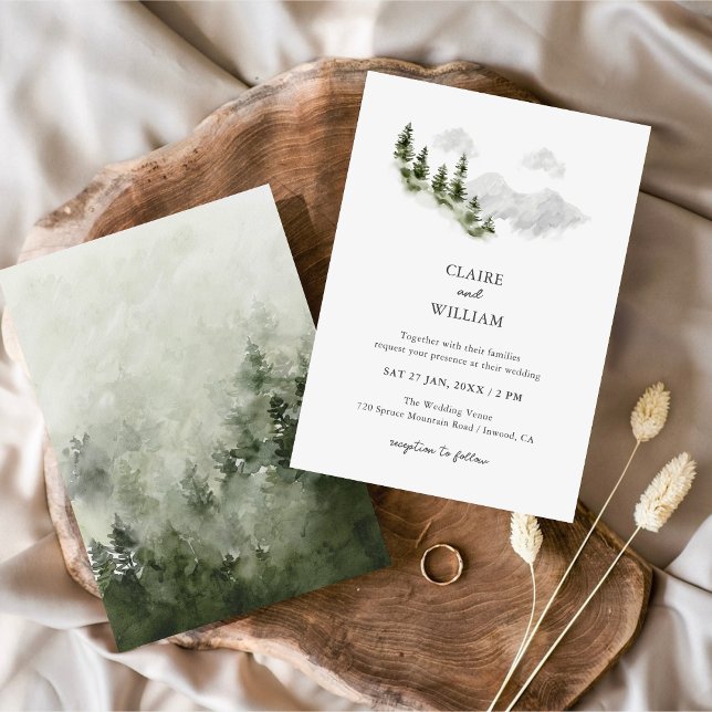 Misty Mountain Forest Wedding Invitation Einladung (Von Creator hochgeladen)