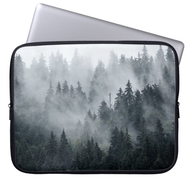 Misty Mountain Landschaft Vintager Stil Laptopschutzhülle (Vorderseite)