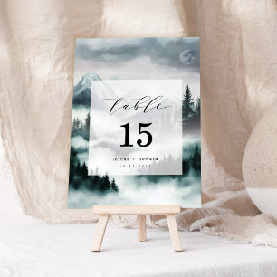 Misty Mountain Pine Forest Wedding Tischnummer