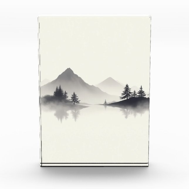 "Misty Mountain Reflections" Fotoblock (Vorderseite)