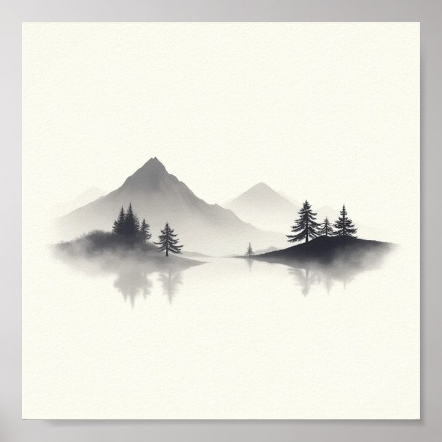 "Misty Mountain Reflections" Poster (Vorne)