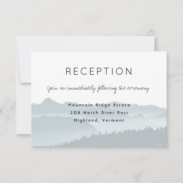 Misty Mountain Ridge Wedding Reception Card Einladung (Vorderseite)