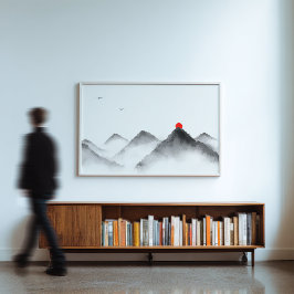 Misty Mountain Sunrise Art - Zen Landschaft Princi Fotodruck