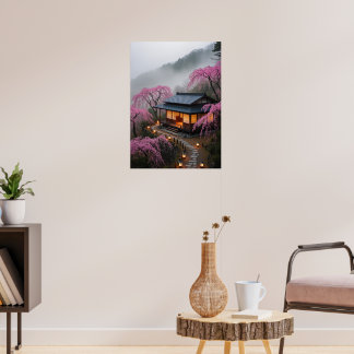 Misty Mountain Teahouse - Bezaubernde japanische M Poster