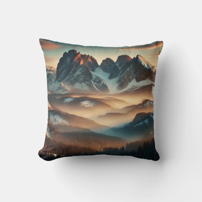 Misty Mountain Throw Pillow Kissen (Vorderseite)
