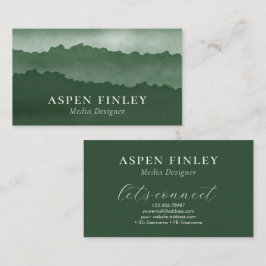 Misty Mountain Watercolor Green Business Card Visitenkarte