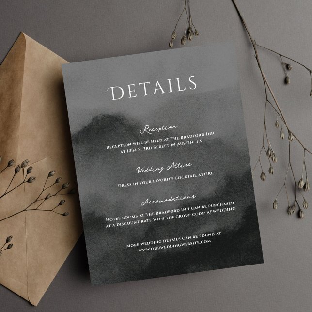 Misty Mountain Watercolor Wedding Begleitkarte (Von Creator hochgeladen)