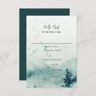 Misty Mountain Wedding Response Card RSVP Karte