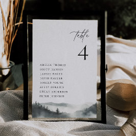 Misty Mountain Wedding Table Cards Einladung