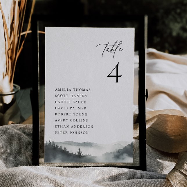 Misty Mountain Wedding Table Cards Einladung (Von Creator hochgeladen)