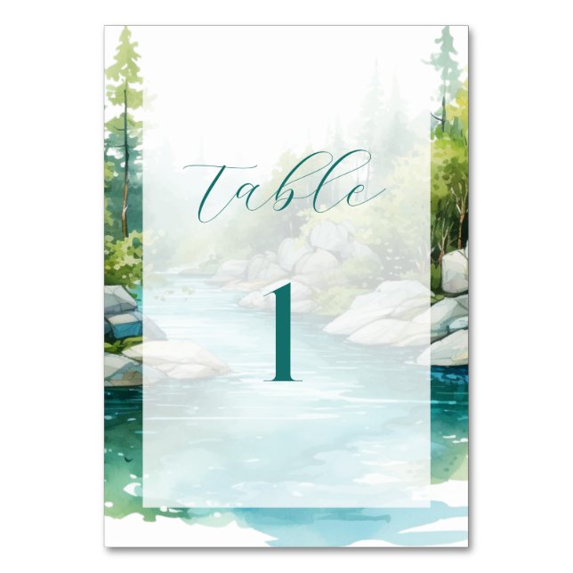 Misty Mountain Wedding Tischnummer (Vorderseite)
