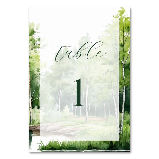 Misty Mountain Wedding Tischnummer (Vorderseite)