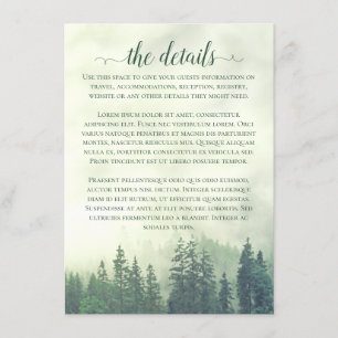 Misty Mountains Green Pine Forest Wedding Details Begleitkarte