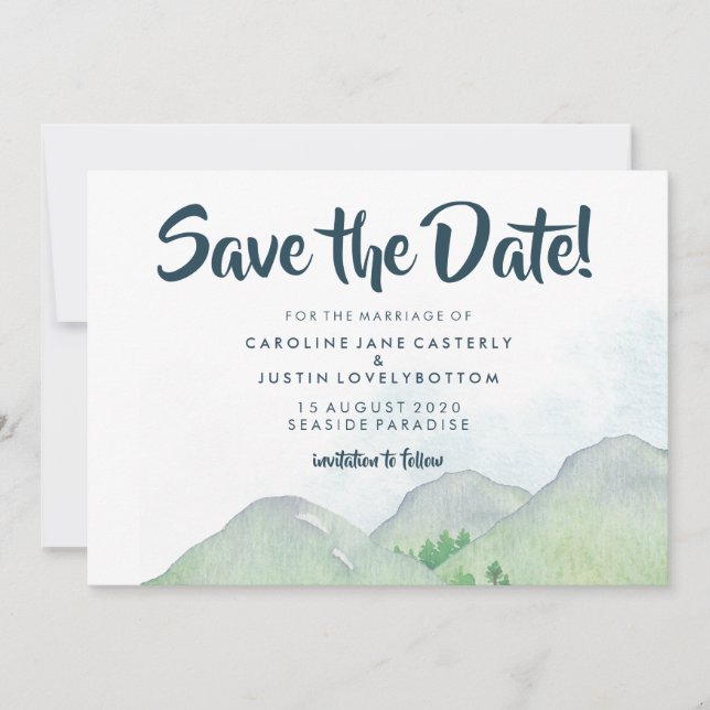 Misty Mountains Save the Date Hochzeitsankündigung (Vorderseite)