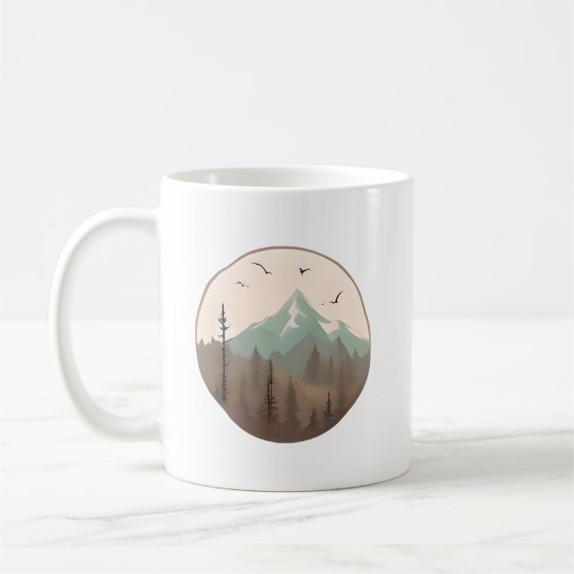 Misty Mountains - Serene Forest Landschaft Kaffeetasse (Links)