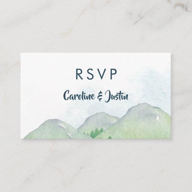 Misty Mountains Small Wedding RSVP Cards Begleitkarte (Vorderseite)